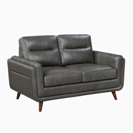 Slate Dark Gray Leather 2-Piece Living Room Set by Homelegance at Eve Furniture