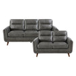 Slate Dark Gray Leather 2-Piece Living Room Set by Homelegance at Eve Furniture
