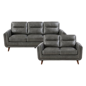 Slate Dark Gray Leather 2-Piece Living Room Set by Homelegance at Eve Furniture