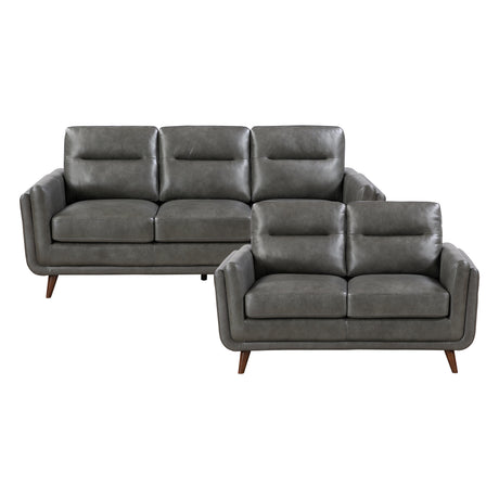 Slate Dark Gray Leather 2-Piece Living Room Set by Homelegance at Eve Furniture