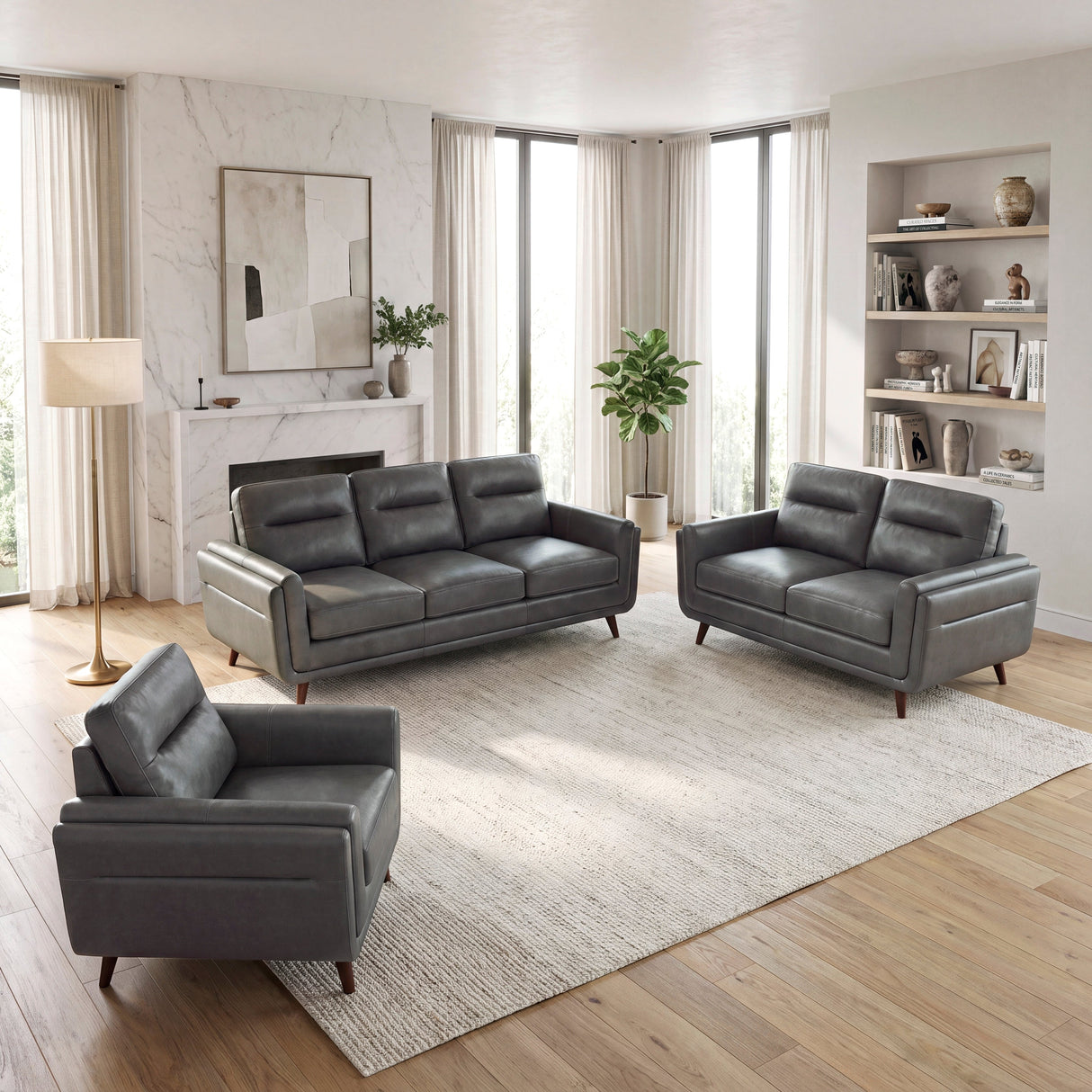 Slate Dark Gray Leather Chair by Homelegance at Eve Furniture