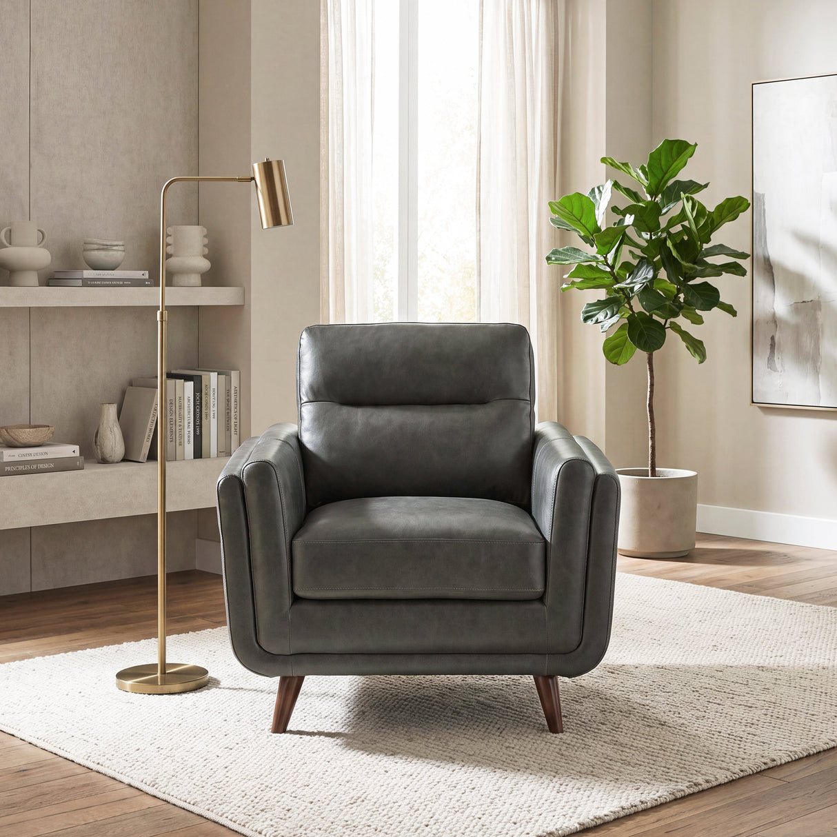 Slate Dark Gray Leather Chair by Homelegance at Eve Furniture