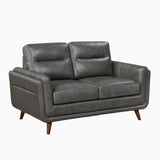 Slate Dark Gray Leather Loveseat by Homelegance at Eve Furniture