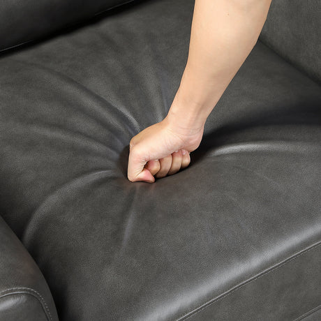 Slate Dark Gray Leather Loveseat by Homelegance at Eve Furniture
