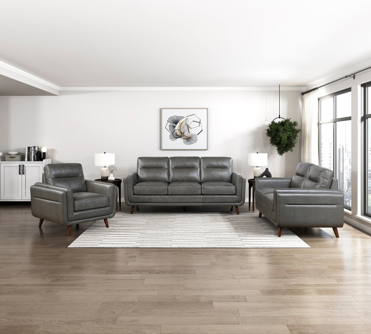 Slate Dark Gray Leather Loveseat by Homelegance at Eve Furniture