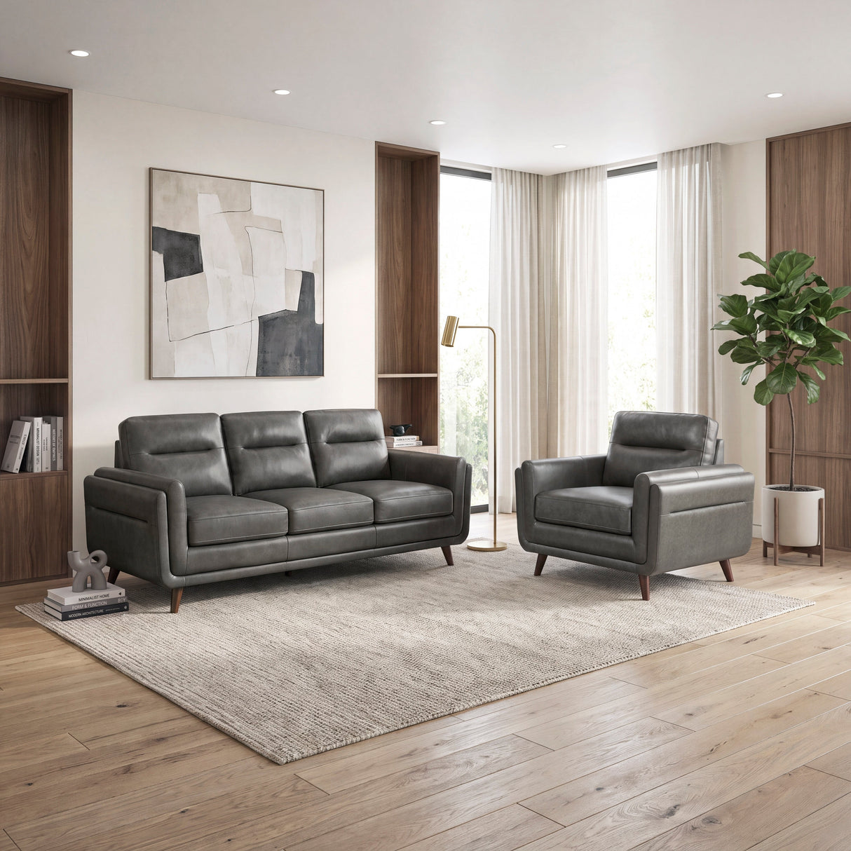 Slate Dark Gray Leather Sofa by Homelegance at Eve Furniture