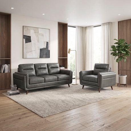 Slate Dark Gray Leather Sofa by Homelegance at Eve Furniture