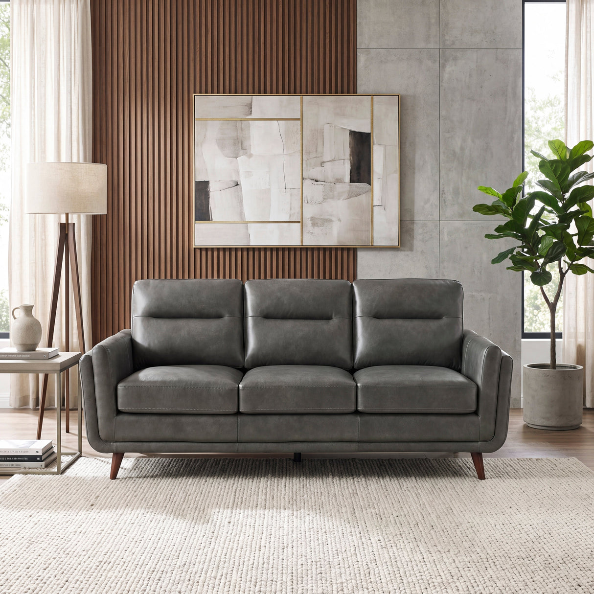 Slate Dark Gray Leather Sofa by Homelegance at Eve Furniture