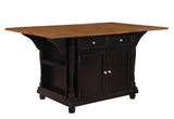 Slater Brown/Black 2-Drawer Kitchen Island with Drop Leaves