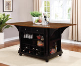 Slater Brown/Black 2-Drawer Kitchen Island with Drop Leaves