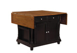 Slater Brown/Black 2-Drawer Kitchen Island with Drop Leaves