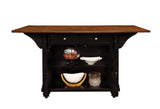 Slater Brown/Black 2-Drawer Kitchen Island with Drop Leaves