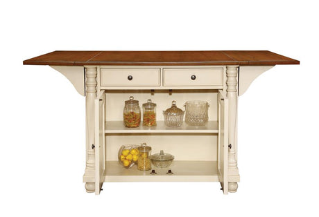 Slater Brown/Buttermilk 2-Drawer Kitchen Island with Drop Leaves