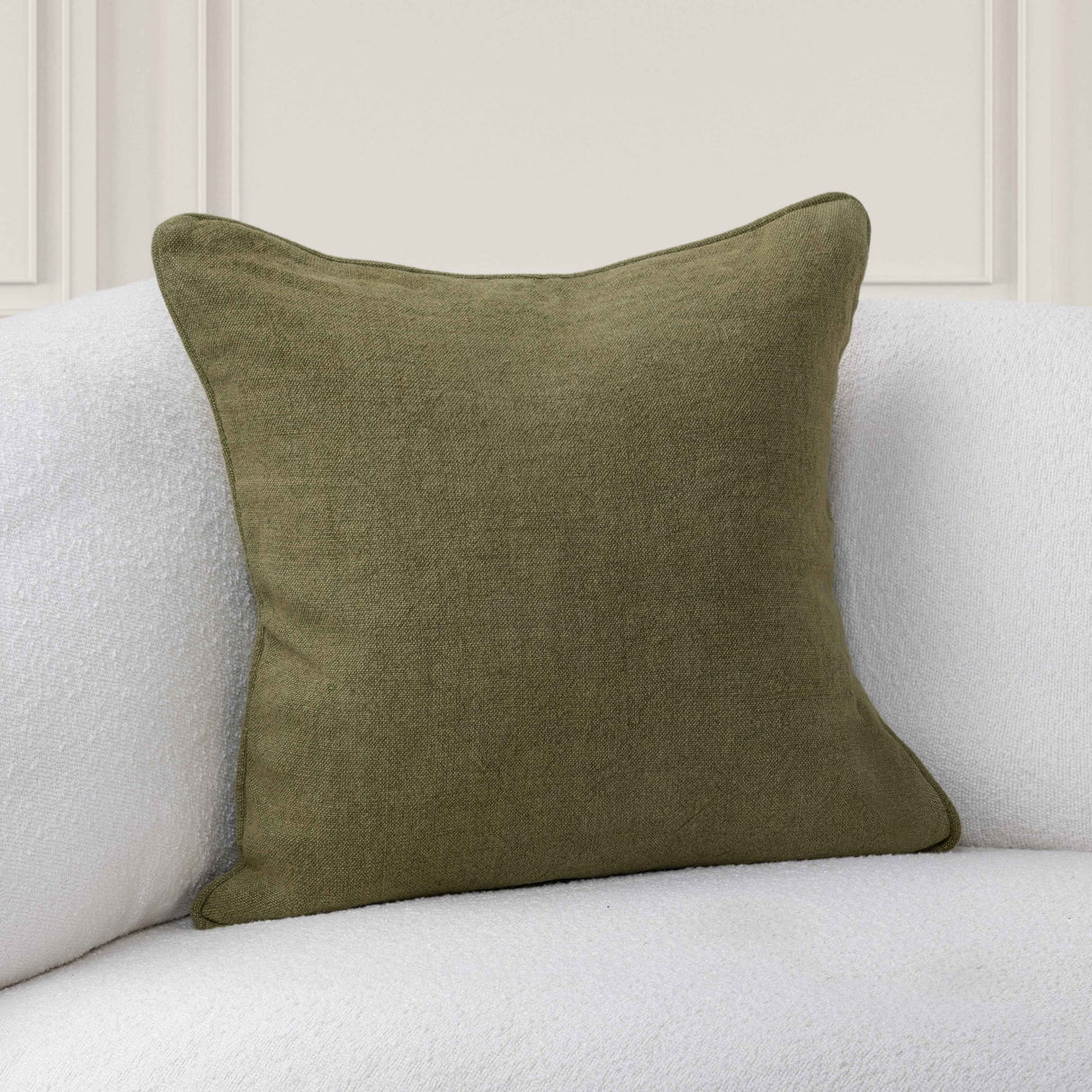 SLD Bedford Olive Green Linen 22x22 Throw Pillow (Set of 2) by Classic Home at Eve Furniture