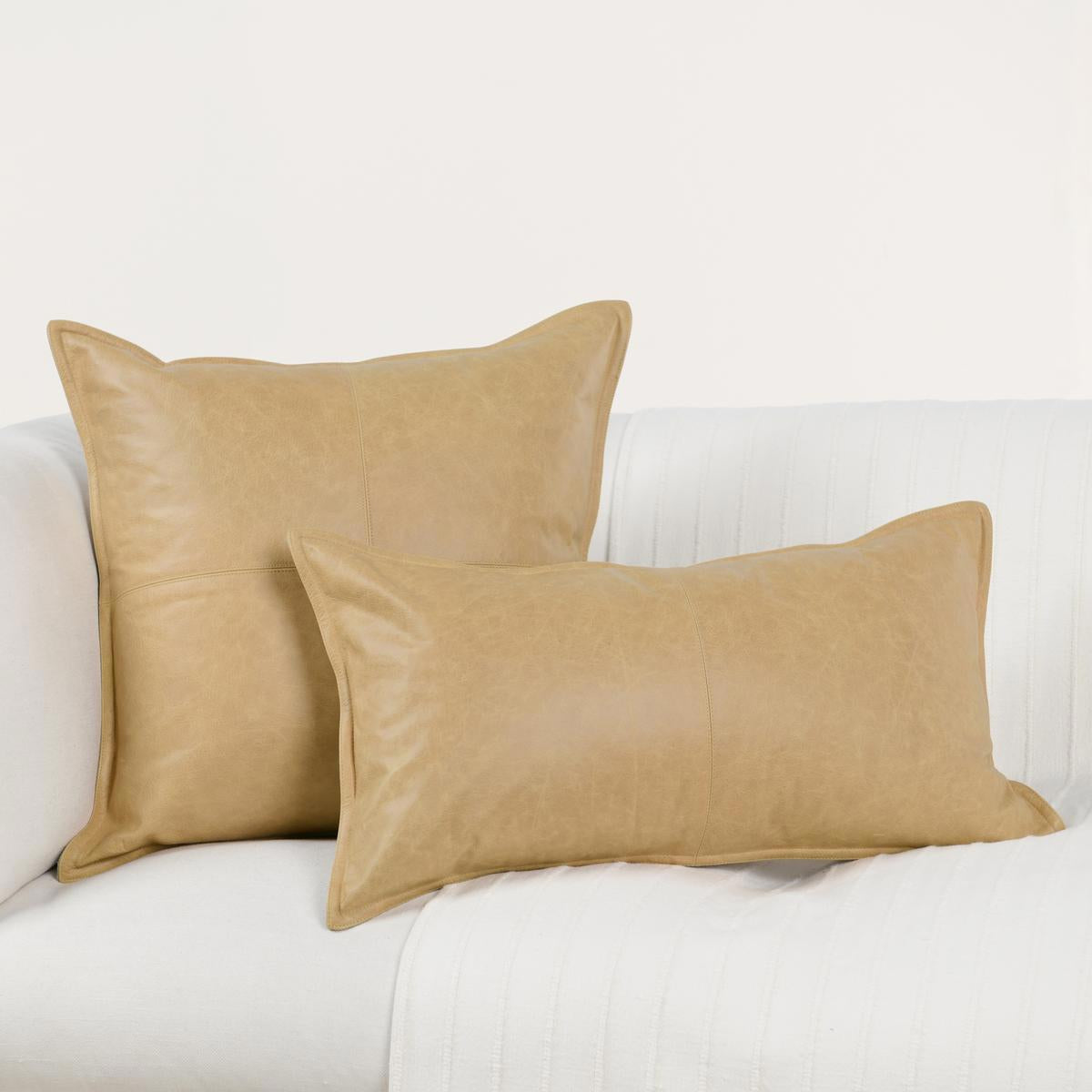 SLD Leather Golden Wheat Multiple Sizes Throw Pillow (Set of 2) by Classic Home at Eve Furniture
