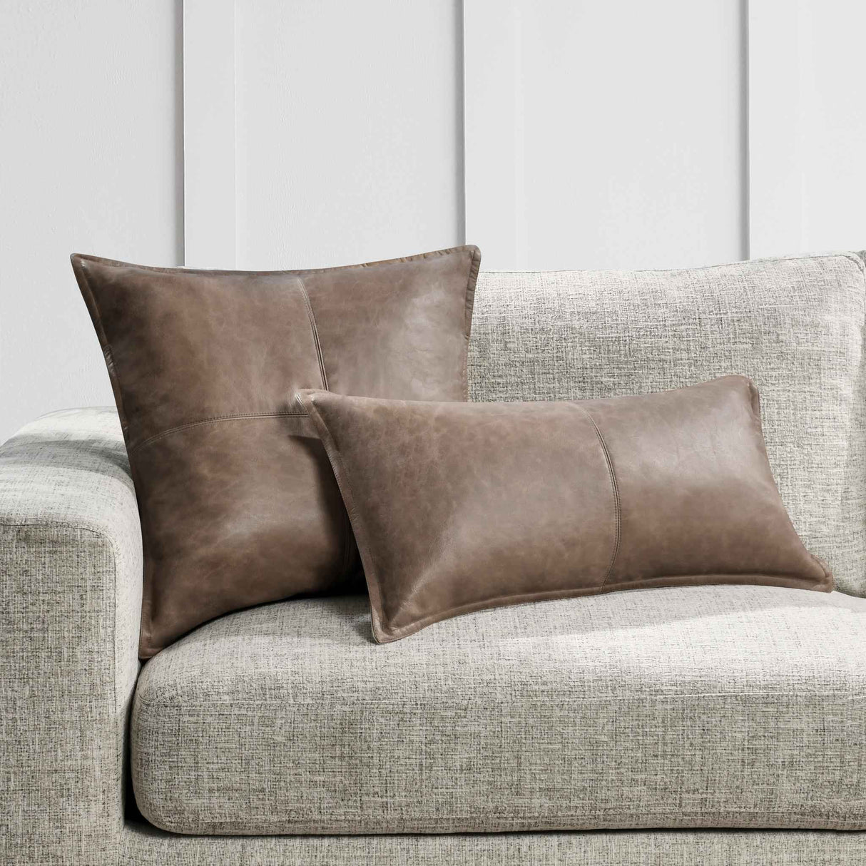 SLD Leather Sandstorm Taupe Multiple Sizes Throw Pillow (Set of 2) by Classic Home at Eve Furniture
