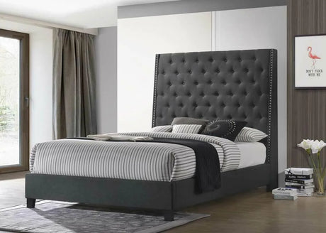 Sleepy Charcoal Gray Queen Panel Bed by Happy Homes at Eve Furniture