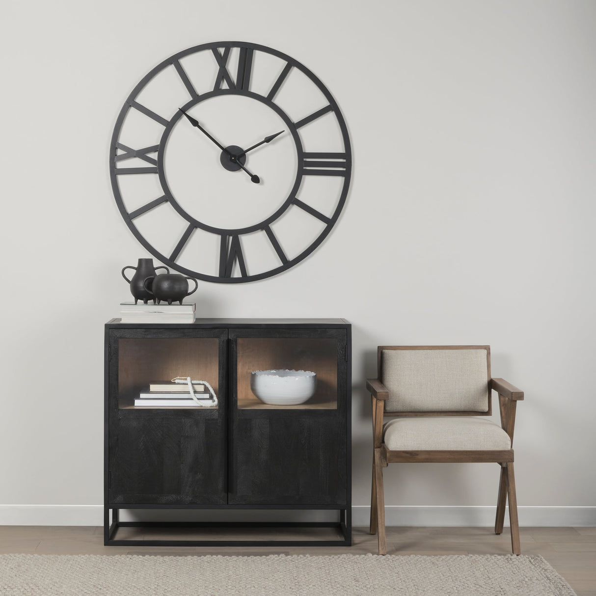 Sloan 40.0W Black Wood W/Black Metal Frame Accent Cabinet by Mercana at Eve Furniture