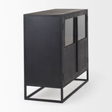 Sloan 40.0W Black Wood W/Black Metal Frame Accent Cabinet by Mercana at Eve Furniture