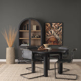 Sloan 42W x 80H Black Wood W/Black Metal Frame Arched Cabinet by Mercana at Eve Furniture