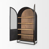Sloan 42W x 80H Black Wood W/Black Metal Frame Arched Cabinet by Mercana at Eve Furniture