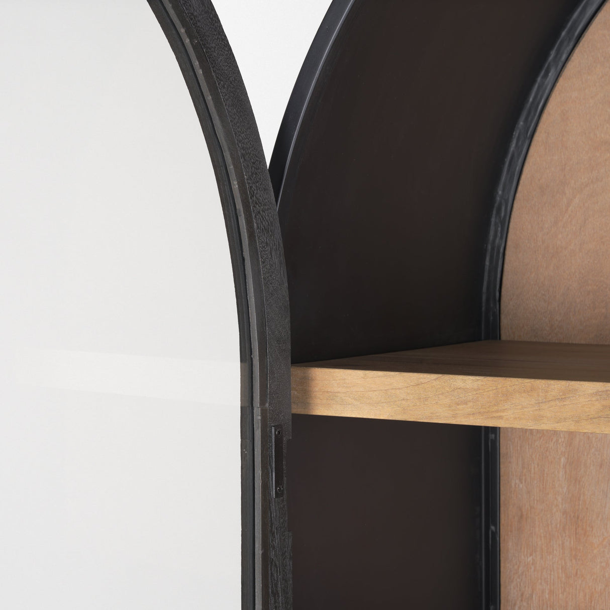 Sloan 42W x 80H Black Wood W/Black Metal Frame Arched Cabinet by Mercana at Eve Furniture
