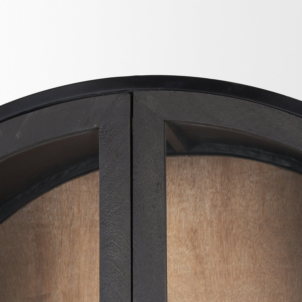 Sloan 42W x 80H Black Wood W/Black Metal Frame Arched Cabinet by Mercana at Eve Furniture
