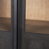 Sloan 42W x 80H Black Wood W/Black Metal Frame Arched Cabinet by Mercana at Eve Furniture