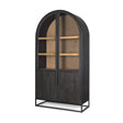 Sloan 42W x 80H Black Wood W/Black Metal Frame Arched Cabinet by Mercana at Eve Furniture