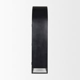 Sloan 42W x 80H Dark Brown Wood W/Black Metal Arched Curio Cabinet by Mercana at Eve Furniture