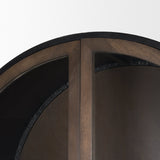 Sloan 42W x 80H Dark Brown Wood W/Black Metal Arched Curio Cabinet by Mercana at Eve Furniture