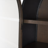 Sloan 42W x 80H Dark Brown Wood W/Black Metal Arched Curio Cabinet by Mercana at Eve Furniture