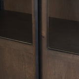 Sloan 42W x 80H Dark Brown Wood W/Black Metal Arched Curio Cabinet by Mercana at Eve Furniture