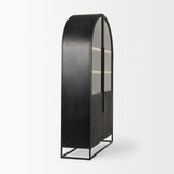 Sloan 47.5W x 85.5H Black Wood W/Black Metal Frame Arch Cabinet by Mercana at Eve Furniture