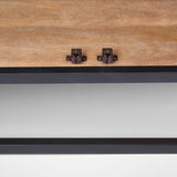 Sloan 80.0L x 17.0W x 36.0H Black Wood W/Black Metal Frame Sideboard by Mercana at Eve Furniture
