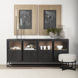Sloan 80.0L x 17.0W x 36.0H Black Wood W/Black Metal Frame Sideboard by Mercana at Eve Furniture