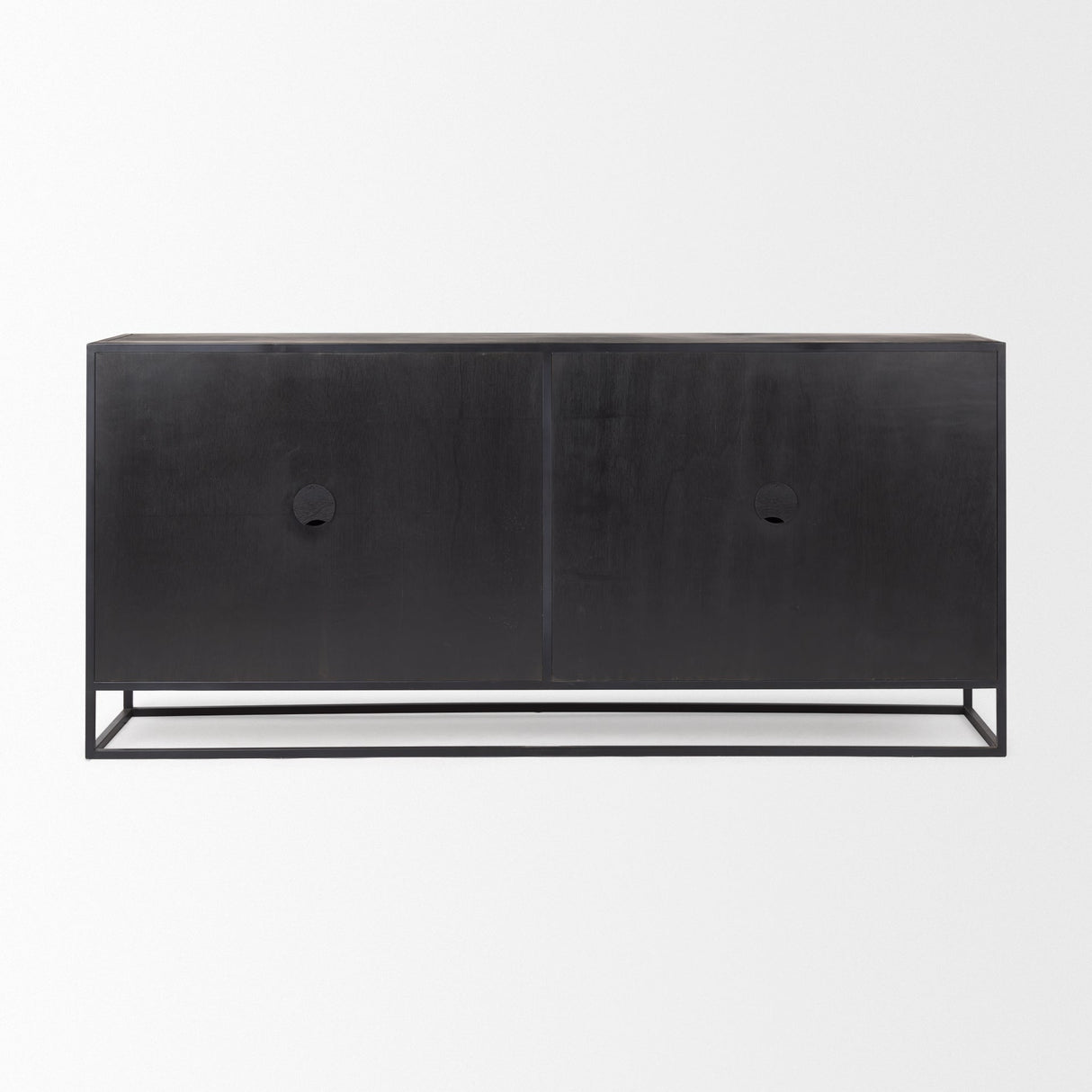 Sloan 80.0L x 17.0W x 36.0H Black Wood W/Black Metal Frame Sideboard by Mercana at Eve Furniture