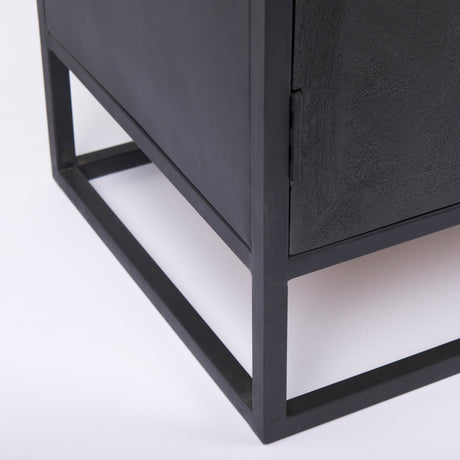 Sloan Black Wood W/Black Metal Frame Accent Cabinet by Mercana at Eve Furniture