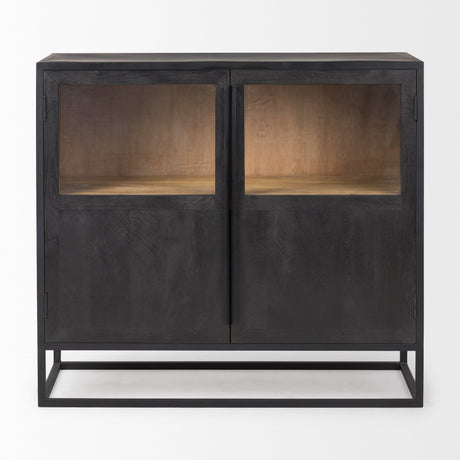 Sloan Black Wood W/Black Metal Frame Accent Cabinet by Mercana at Eve Furniture