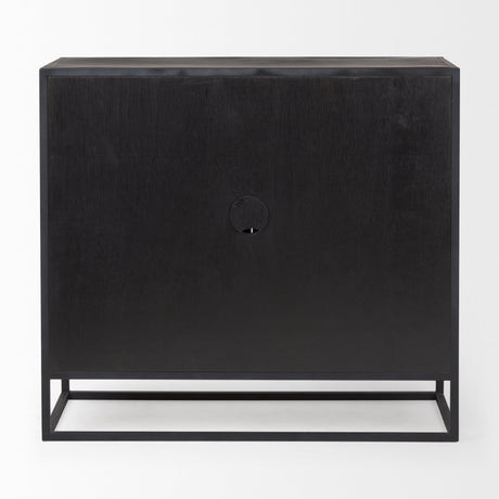 Sloan Black Wood W/Black Metal Frame Accent Cabinet by Mercana at Eve Furniture