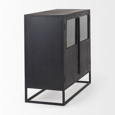 Sloan Black Wood W/Black Metal Frame Accent Cabinet by Mercana at Eve Furniture