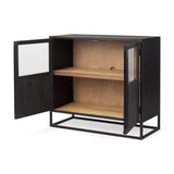 Sloan Black Wood W/Black Metal Frame Accent Cabinet by Mercana at Eve Furniture