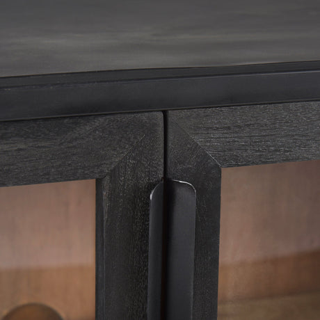 Sloan Black Wood W/Black Metal Frame Accent Cabinet by Mercana at Eve Furniture