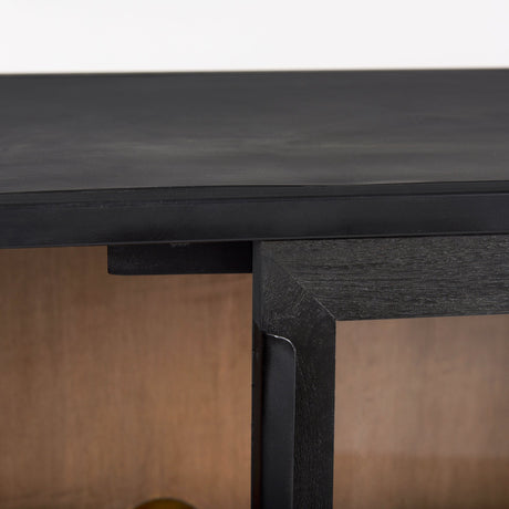 Sloan Black Wood W/Black Metal Frame Accent Cabinet by Mercana at Eve Furniture
