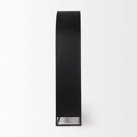 Sloan Black Wood W/Black Metal Frame Arch Cabinet by Mercana at Eve Furniture