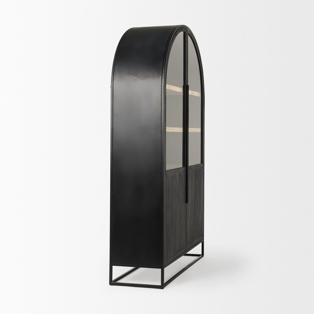 Sloan Black Wood W/Black Metal Frame Arch Cabinet by Mercana at Eve Furniture