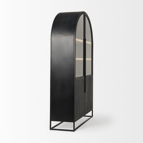 Sloan Black Wood W/Black Metal Frame Arch Cabinet by Mercana at Eve Furniture