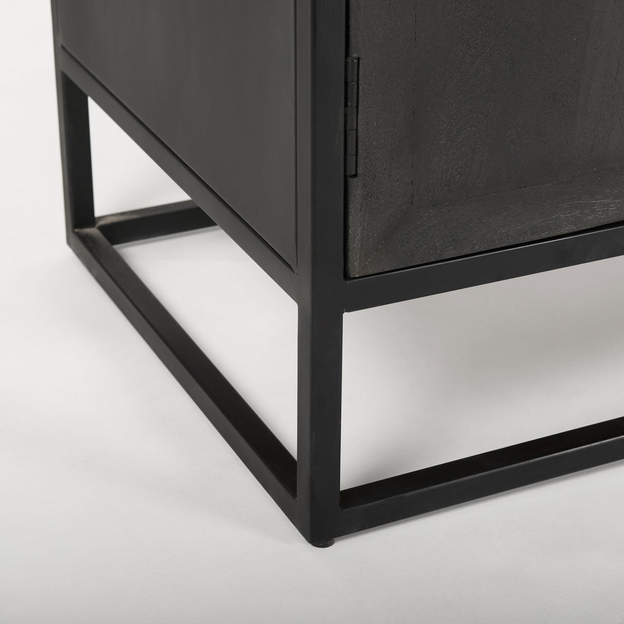 Sloan Black Wood W/Black Metal Frame Arch Cabinet by Mercana at Eve Furniture