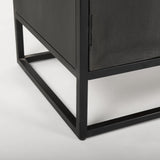 Sloan Black Wood W/Black Metal Frame Arch Cabinet by Mercana at Eve Furniture