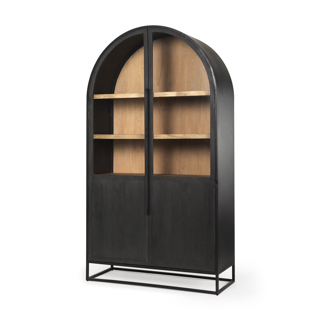 Sloan Black Wood W/Black Metal Frame Arch Cabinet by Mercana at Eve Furniture